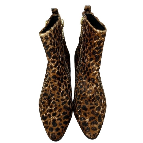 Rachel Zoe Leopard Print Calf Hair Leather Low Heel Ankle Booties Boots Size 7.5 - Picture 3 of 16